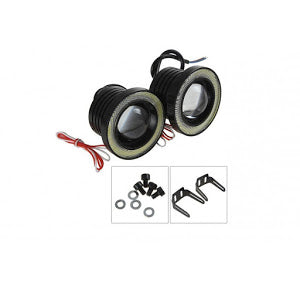 Set 2 proiectoare auto cu LED Angel Eyes, 64 mm/76 mm/89 mm, lumina alba