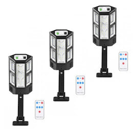 Set 3 x Lampa solara 43 LED SMD 10W, suport prindere, telecomanda