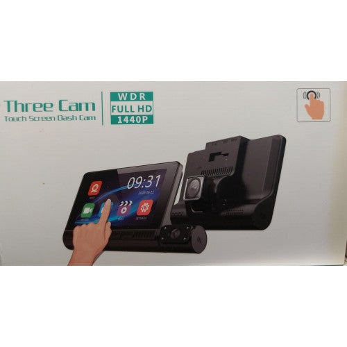 Camera auto tripla 1440P, monitor 4inch TOUCHSCREEN