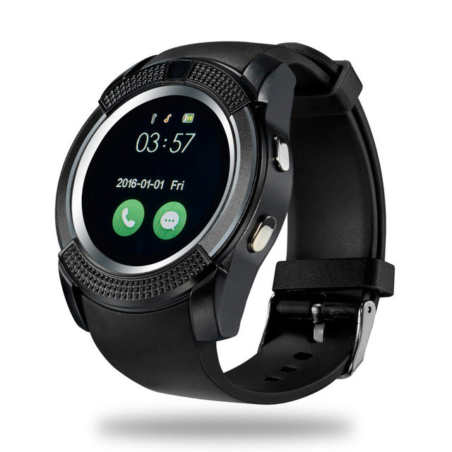 Ceas Smartwatch V8 cu functie apelare, SMS, camera, Bluetooth, Android, Negru