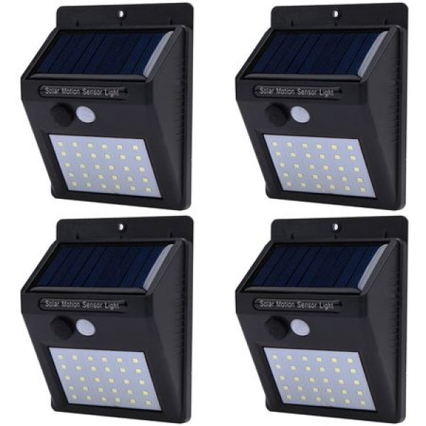 Set 4 x Lampa solara de perete cu senzor miscare 30 LED