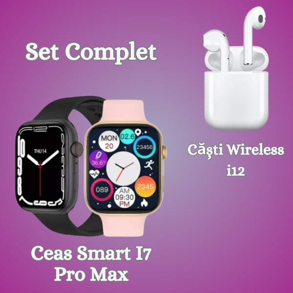 SET Ceas Smartwatch Inteligent si casti wireless