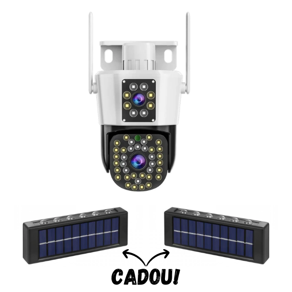 Camera dubla wifi jortan - 6mp, full hd 4k cu alarma integrata, detectare umana si recunoastere faciala + 2 Lampi solare cu 12 LED-uri CADOU