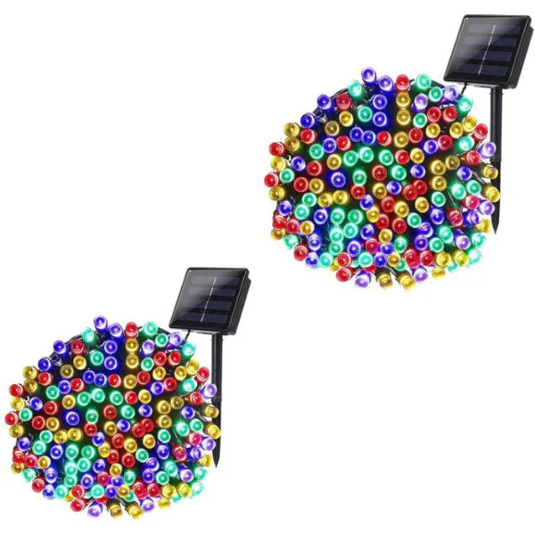 1+1 GRATIS Instalatie 100 LED pentru exterior cu incarcare solara multicolor