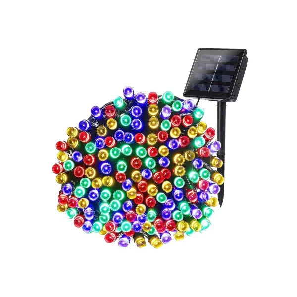 Promotie! 2+1 CADOU Instalatie 100 LED pentru exterior cu incarcare solara, Multicolor